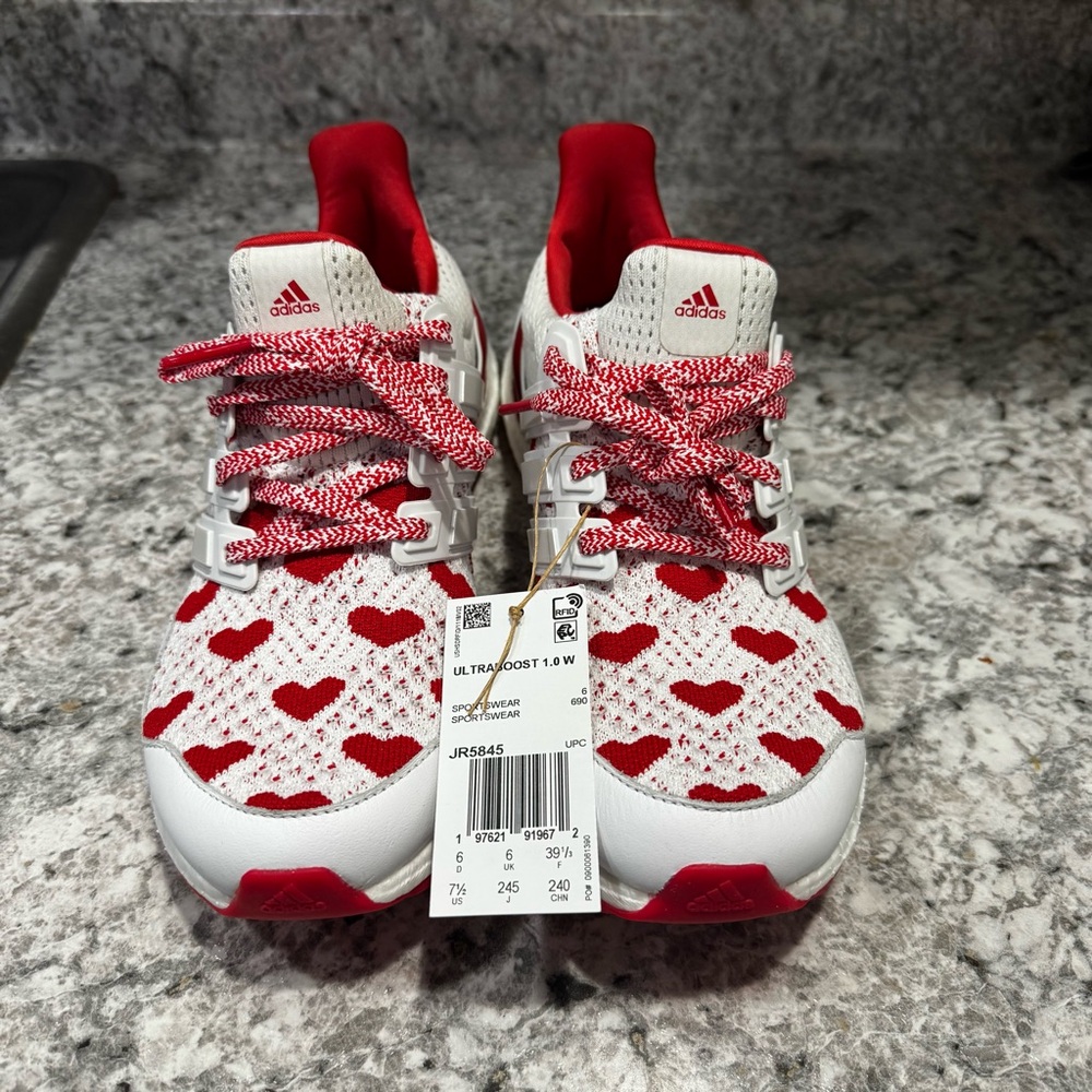 Adidas Women’s Ultraboost Sneakers - Red Hearts on White